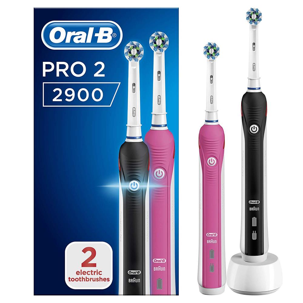 Oral-B Pro 2 2900 Duo Toothbrush Pack - Pink & Black